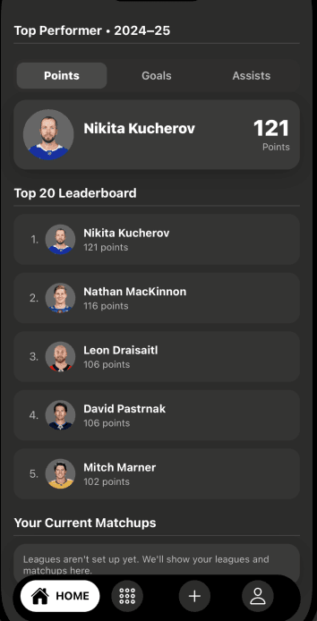 Fantasy Hockey Tracker (ESPN-Inspired) screen 1